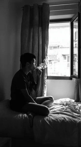 Cinematic Black and White Room Scene
