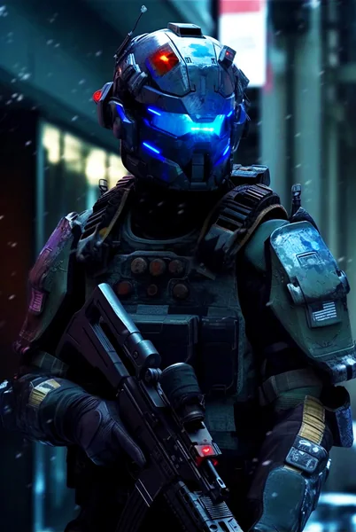 Futuristic Soldier Cyber Armor Portrait