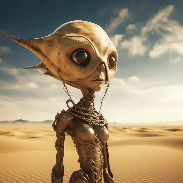 Alien Creature Desert Solarpunk Art