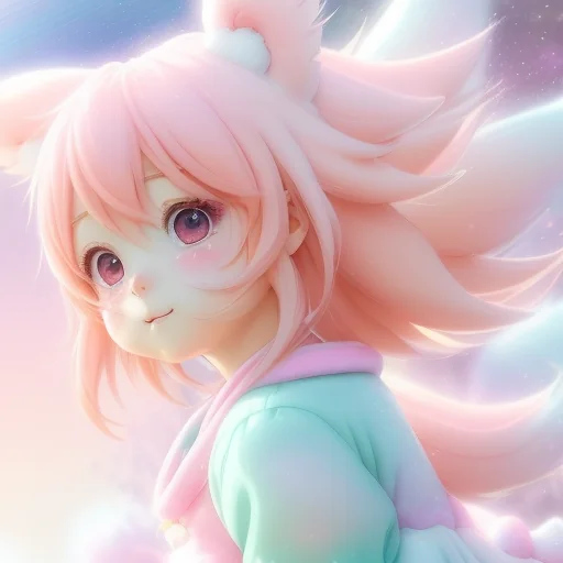 Cute Anime Mascot Pastel Art
