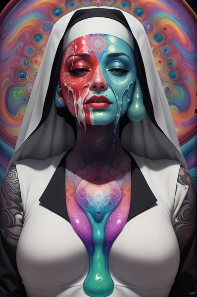 Psychedelic Witch Nun Surreal Art
