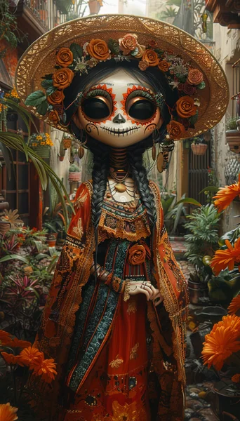 Alien Catrina Disney Style Painting