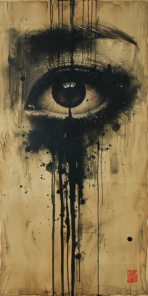 Noir Eye Illustration on Paper