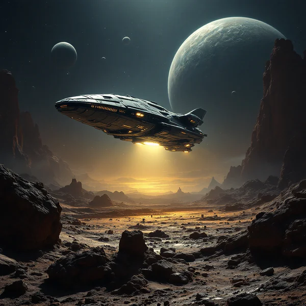 Spaceship Landing on Alien Planet