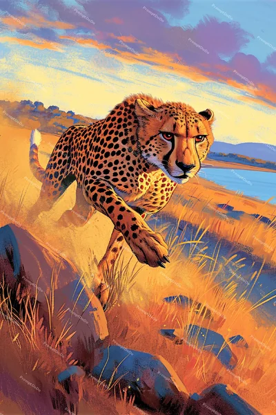 Fearless Cheetah Sprint Illustration