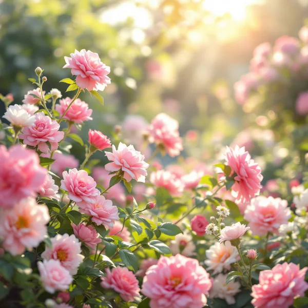 Serene Flower Garden at Dawn