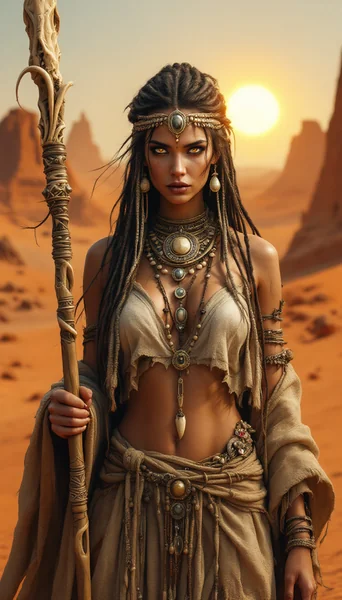 Ultra - Realistic Desert Witch: Power and Beauty in the Sands