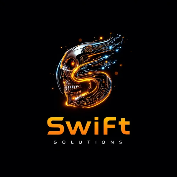 Chrome Skull Cyborg & Swift Solutions Logo Design