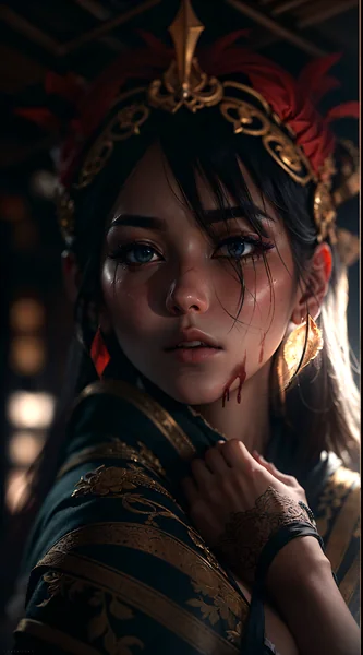 Tragic Asian Woman Dark Portrait
