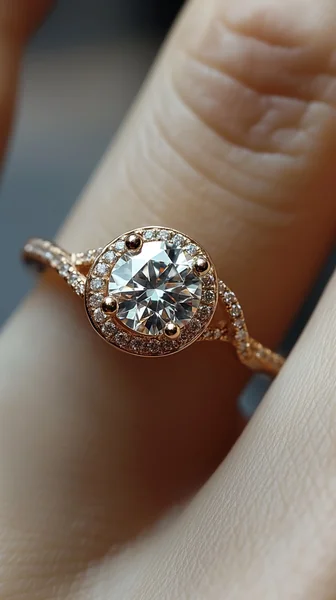 Gold and Diamond Ring Macro Shot