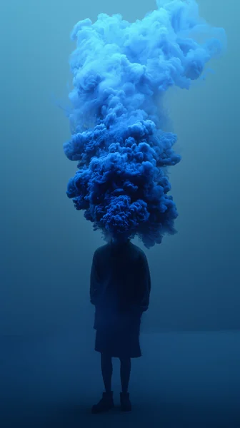Neon Smoke Surreal Figure Portrait