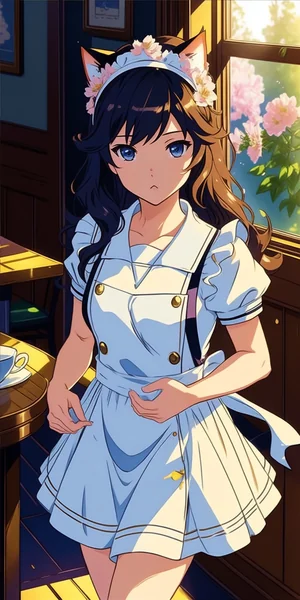Anime Cat Girl Classroom Scene