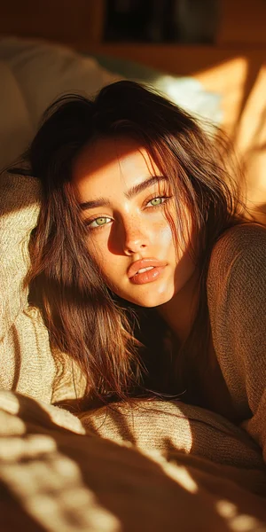 Woman Resting in Bed Cinematic Shot