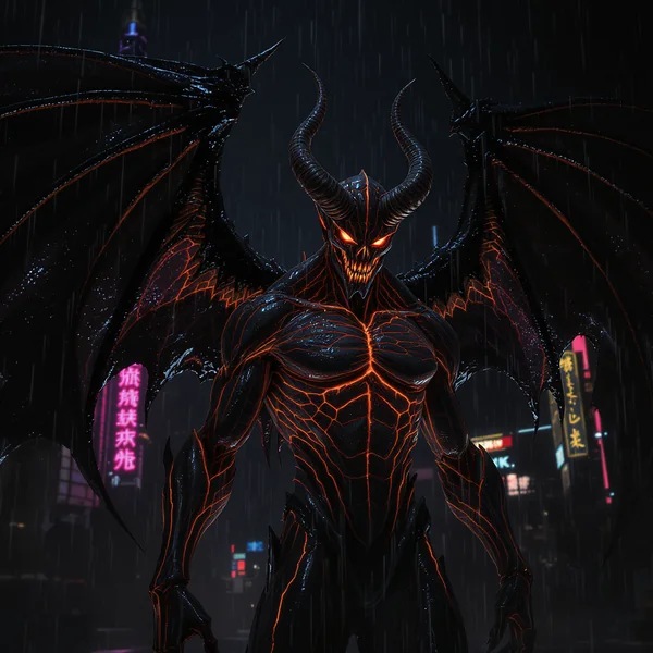 Photorealistic Cyberpunk Demon Angel