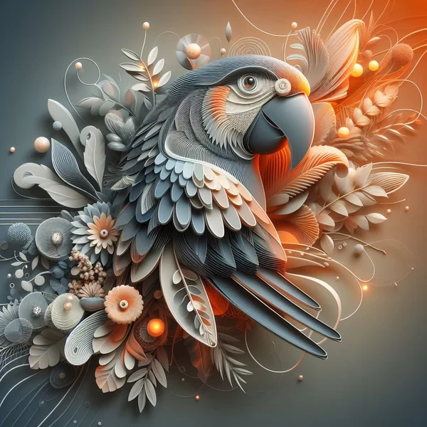 Abstract 3D Parrot Sculpture Orange