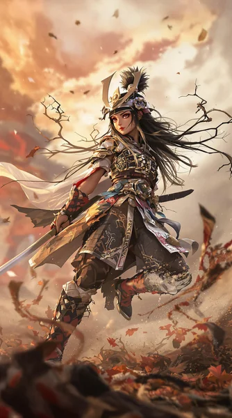 Cute Samurai Girl Fantasy Art