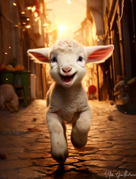 Baby Lamb Running in Jerusalem Streets