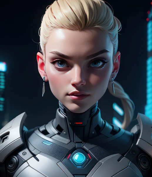 Futuristic Robotic Skull Portrait