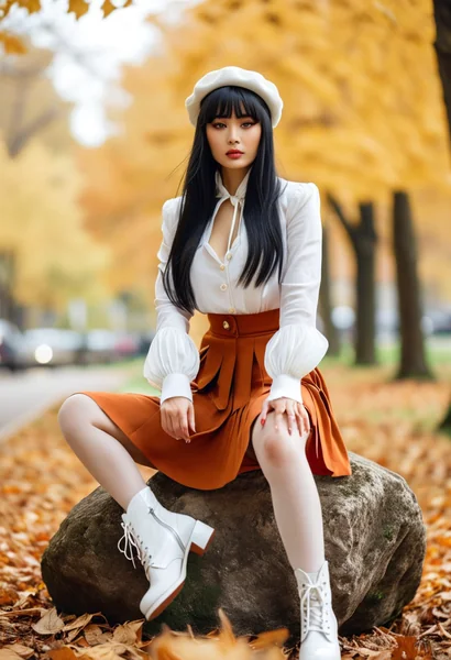 Autumn Park Asian Fashion Editorial