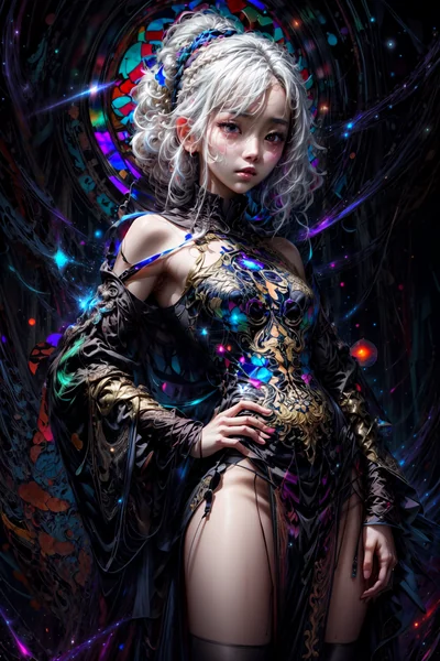Stained Glass Dress Cosmic Portrait