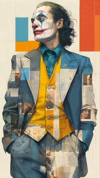 Portrait of Joker in Comic - Book - Inspired Collage Style
