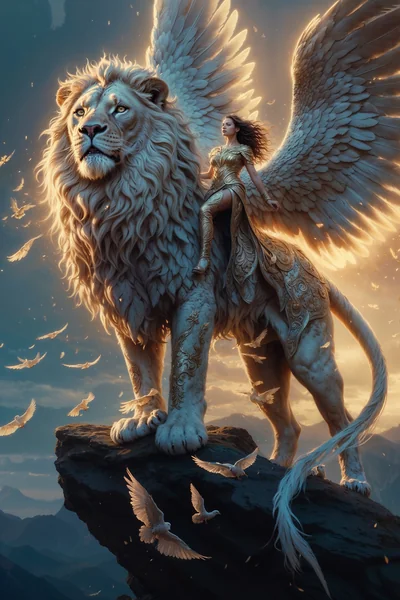 Angelic Winged Lion Fantasy Art