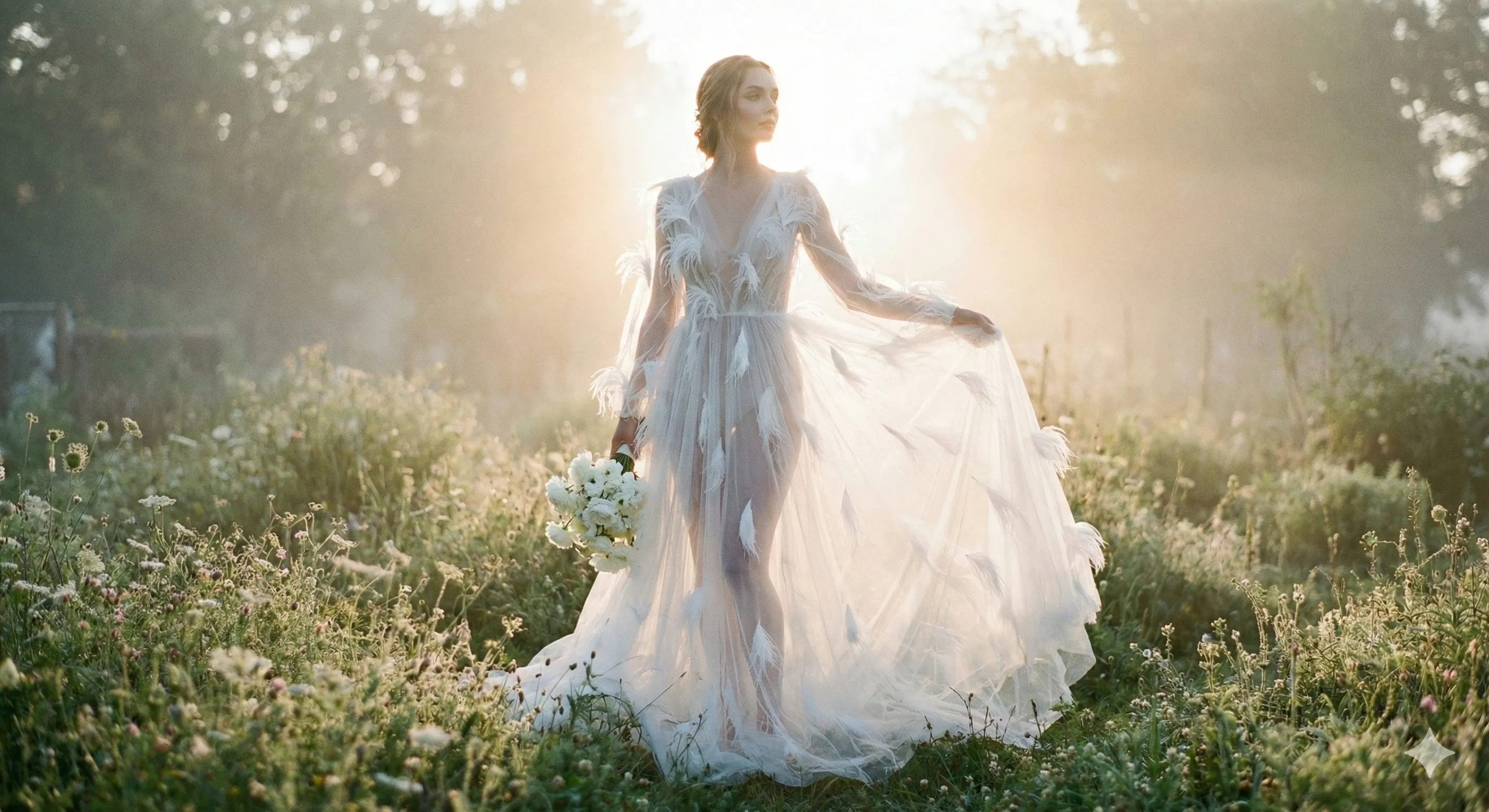 An Ethereal, Dreamlike Scene Of A Bride In A...