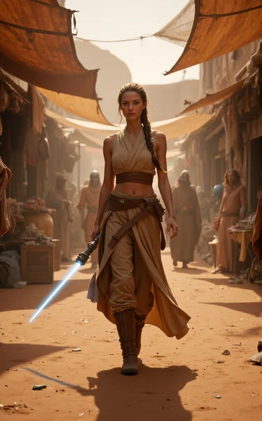 Female Jedi Cinematic Market Scene