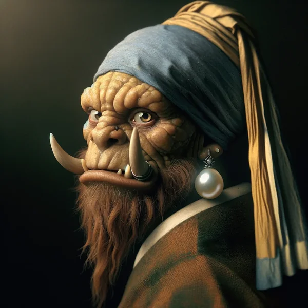Ogre Girl with Pearl Earring Art