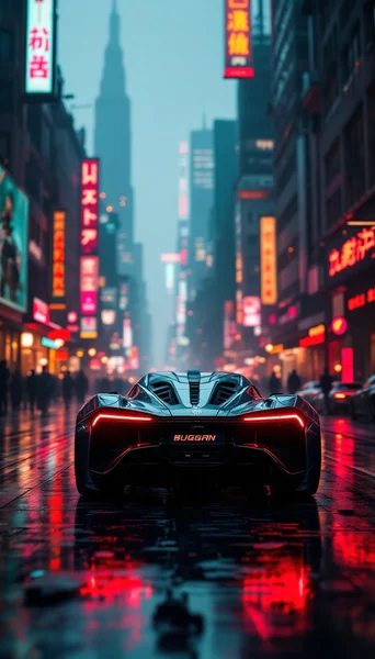 Cyberpunk Bugatti AI Scene