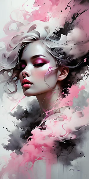 Smoky Pink Highlight Woman Portrait