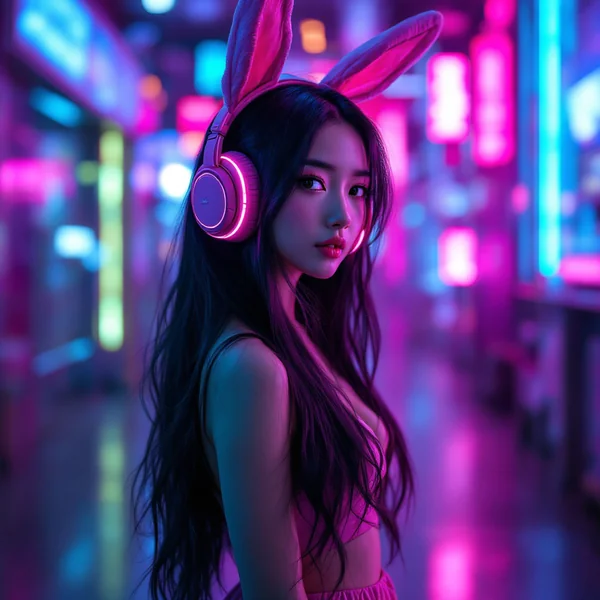 Pink Bunny Cyberpunk Girl