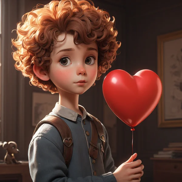 Boy with Heart Balloon Poster