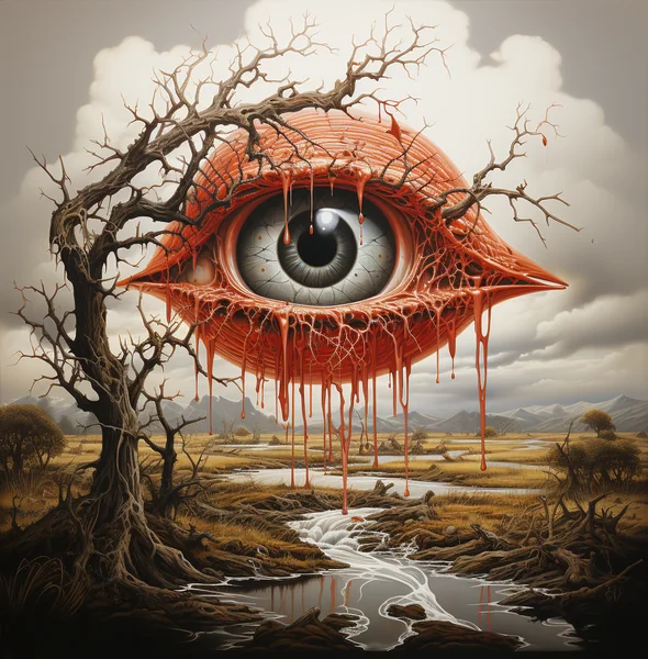 Surreal Eye in Tree Landscape