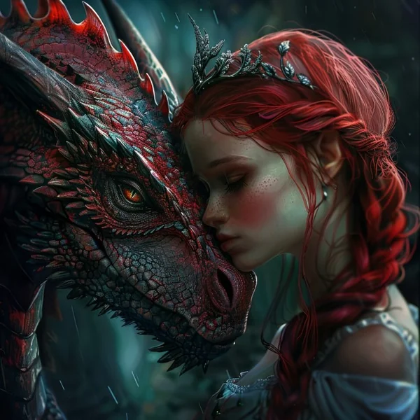 Fantasy Dragon and Princess Story Art