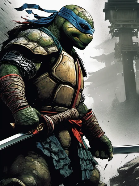 Ninja Turtle Dark Fantasy Battle Art