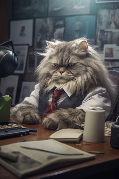 Office Cat Working Like Human 4K