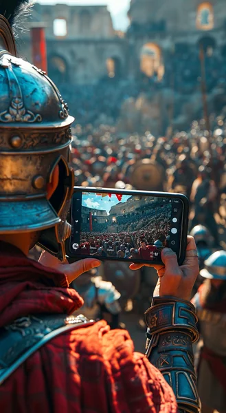 Roman Colosseum Smartphone Crowd