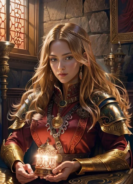 Tarot Warrior Woman Red Armor