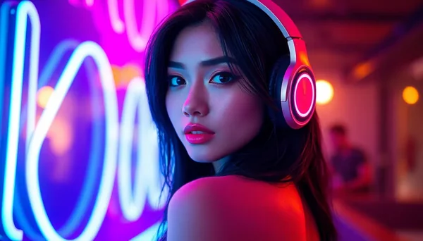 Neon Headphones Fashion Editorial