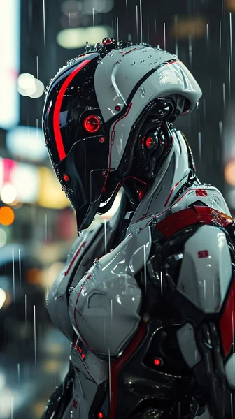 Futuristic Armor Rain Portrait