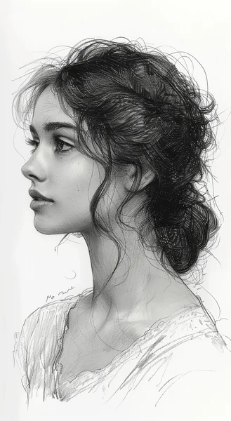 Vintage Woman Lithograph Portrait