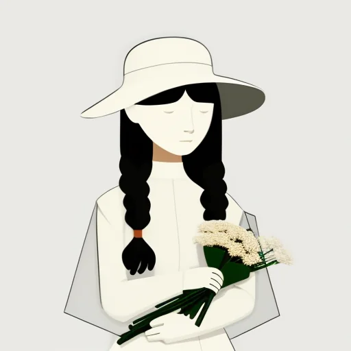 Minimalist Girl Illustration with Flowers