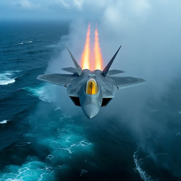 High - Angle - of - Attack F - 22 Raptor: Power and Precision