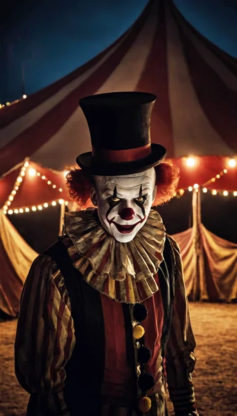 Evil Clown Circus Night Scene