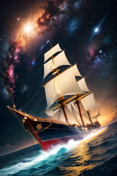 Celestial Sailing Ship in Space
