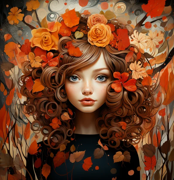 Autumn Pointillist Digital Art