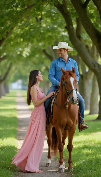 Romantic Horse Encounter in Nature