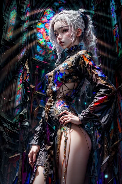 Stained Glass Fashion Night Portrait