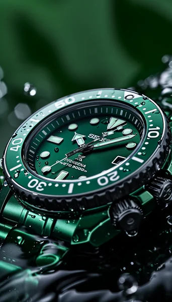 Green Seiko Watch Product Art